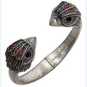 Kurt Geiger Eagle Head Hinge Bangle Bracelet Black/Silver NWT